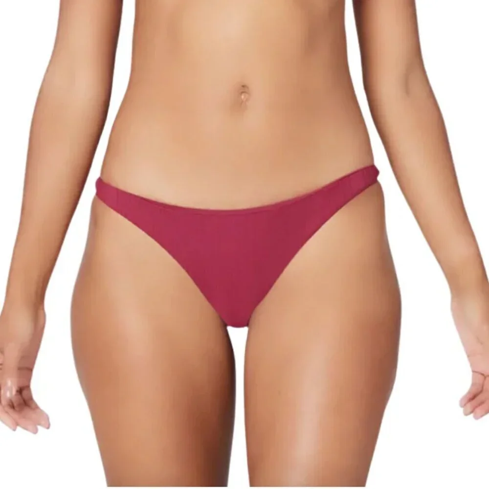 NWT l*space Camacho Pointelle Rib Bikini Bottom in Cabernet Sz. L